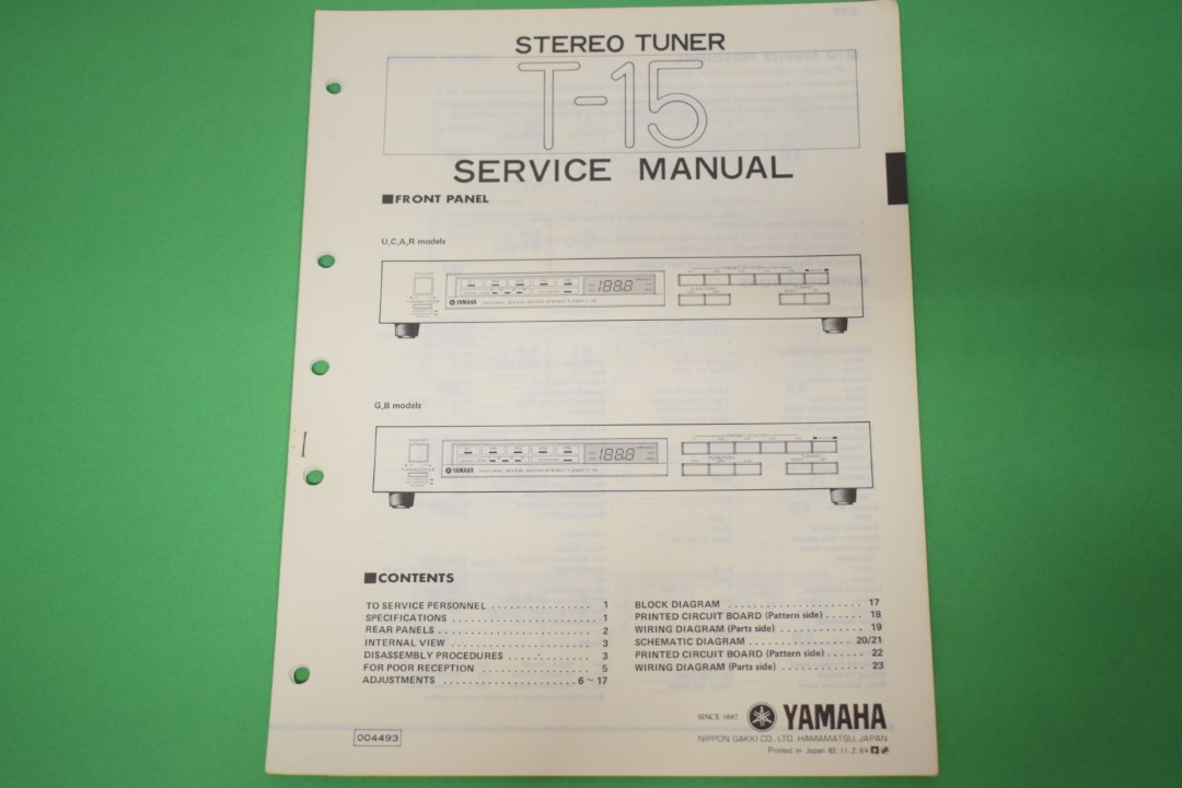 Yamaha T-15 Tuner Service Anleitung