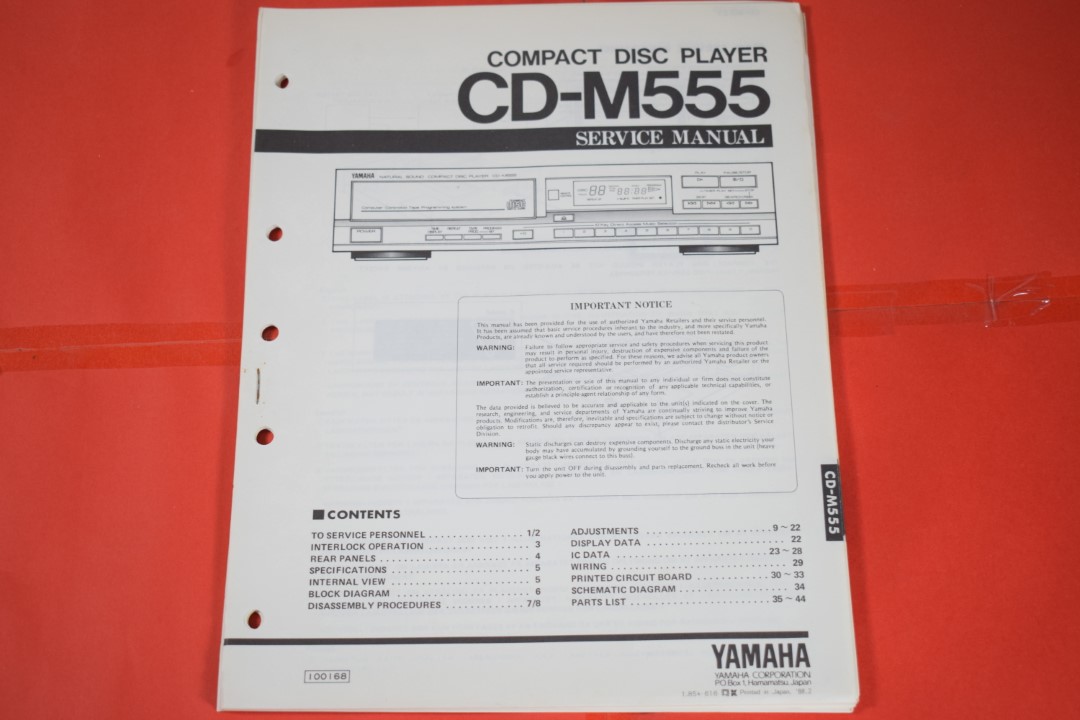 Yamaha CDM-555 CD-Spieler Service Anleitung