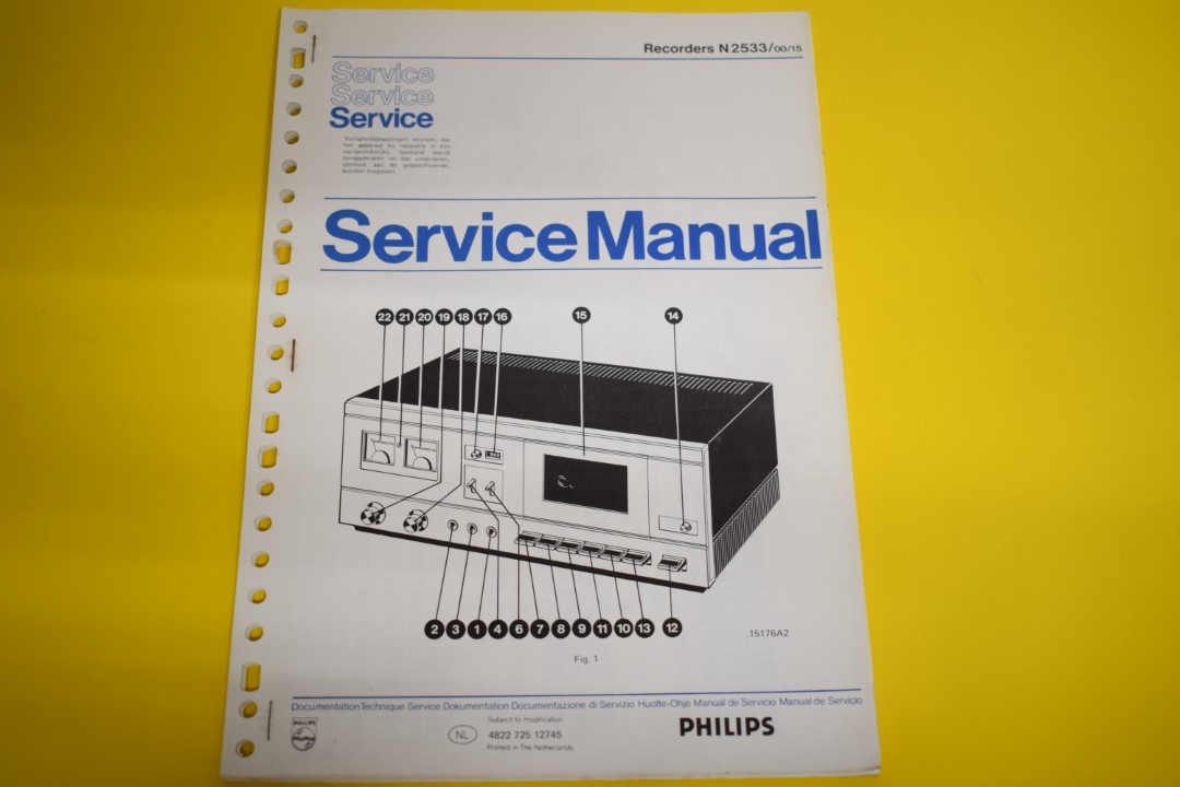 Philips N2533 Kassettendeck Service Anleitung