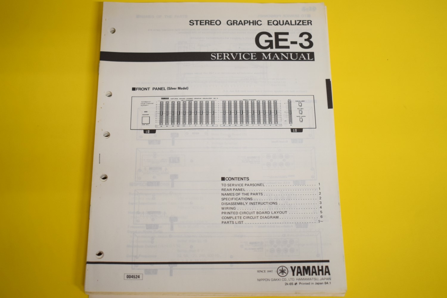 Yamaha GE-3 Equalizer Service Anleitung