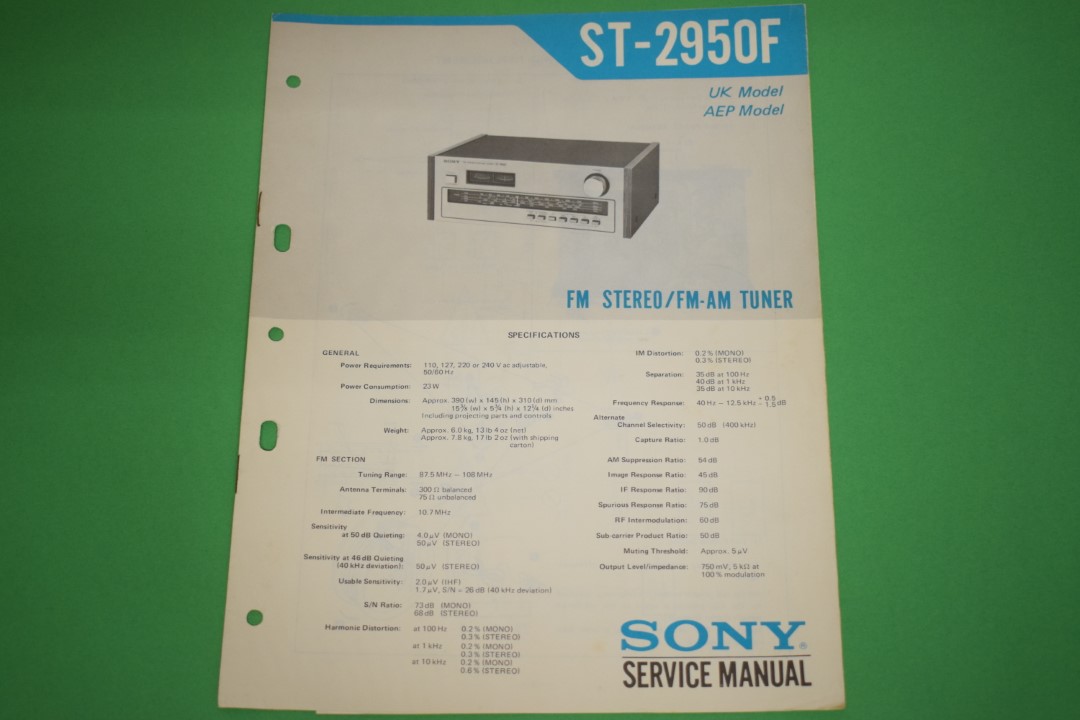 Sony ST-2950F AM/FM Stereo Tuner Service Anleitung