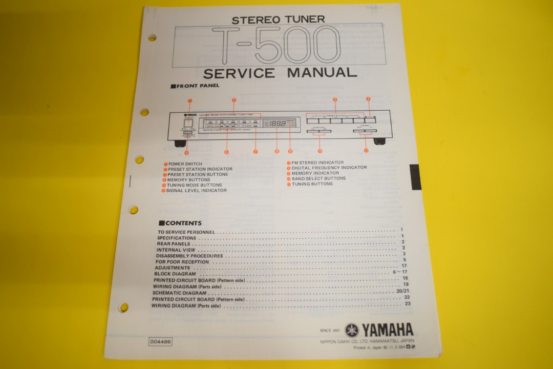 Yamaha T-500 Tuner Service Anleitung