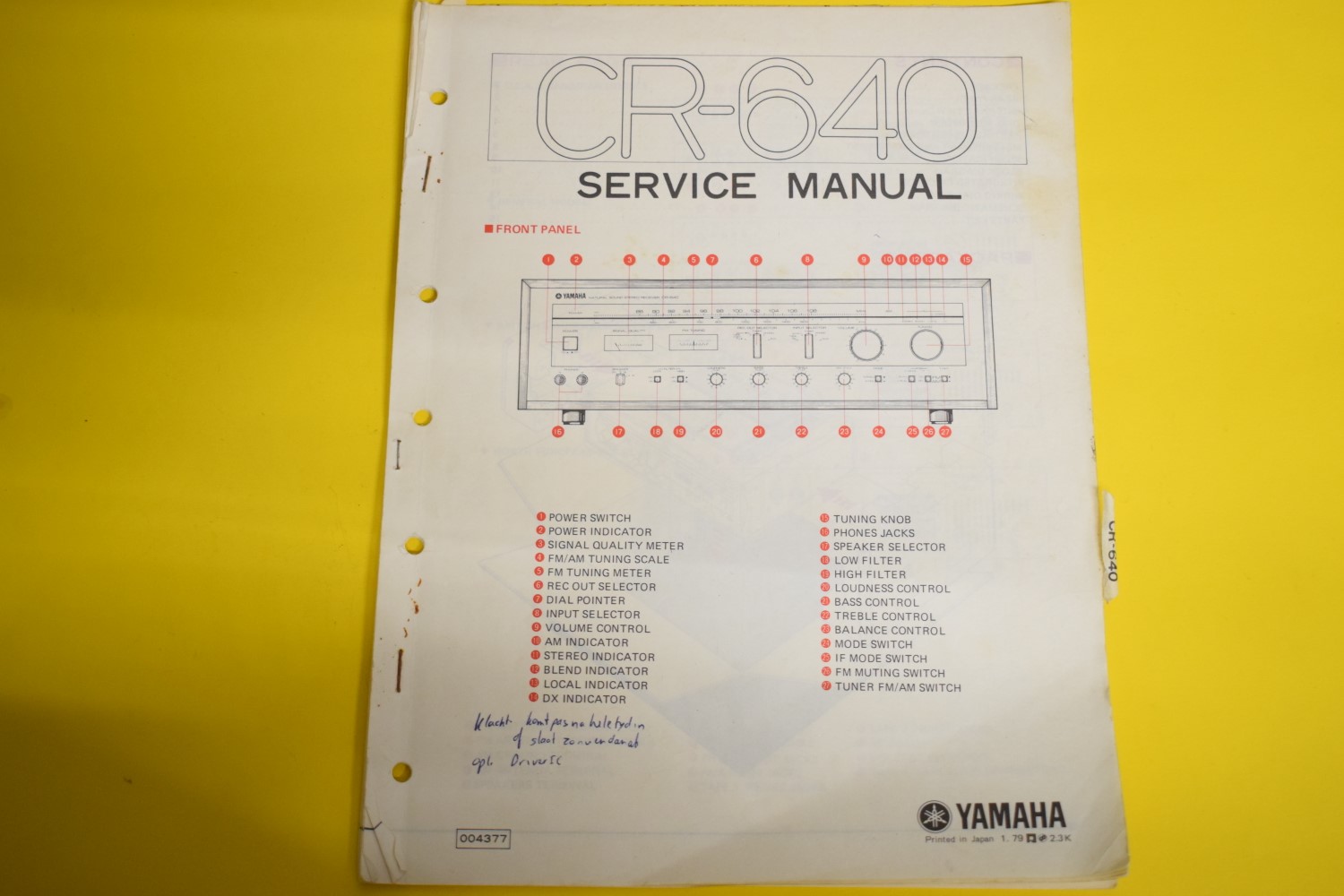 Yamaha CR-640 Receiver Service Anleitung
