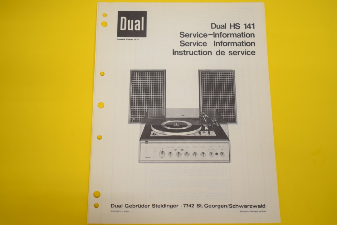 Dual HS 141 Plattenspieler / Verstärker / Lautsprecher Service Manual