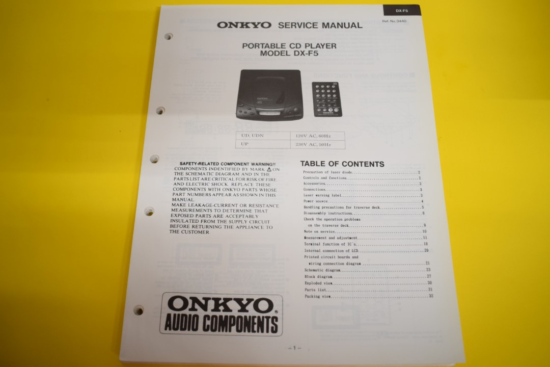 Onkyo DX-F5 CD-Spieler Service Anleitung