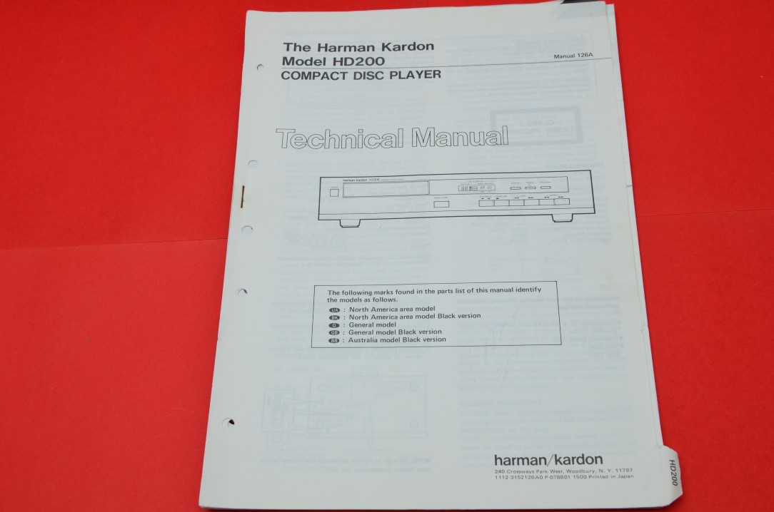 Harman Kardon HD200 CD-Spieler Service Anleitung