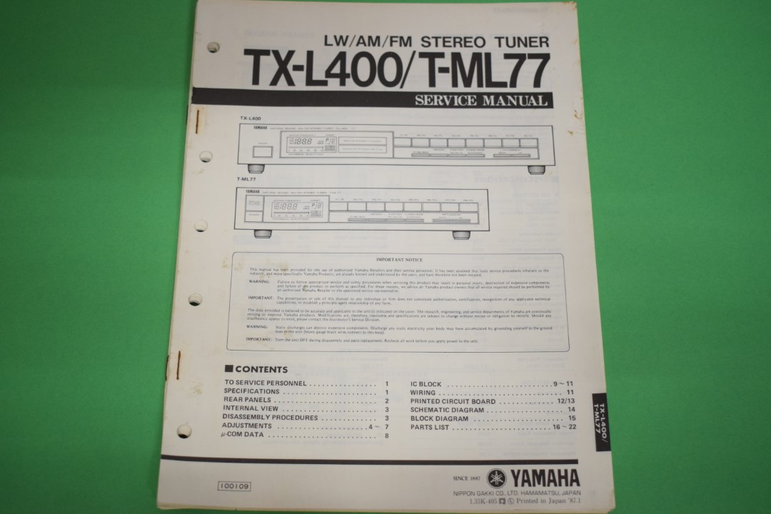 Yamaha TX-L400 / T-ML77 Tuner Service Anleitung