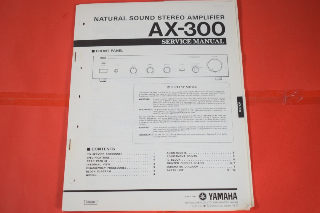 Yamaha AX-300 Stereo Verstärker Service Anleitung