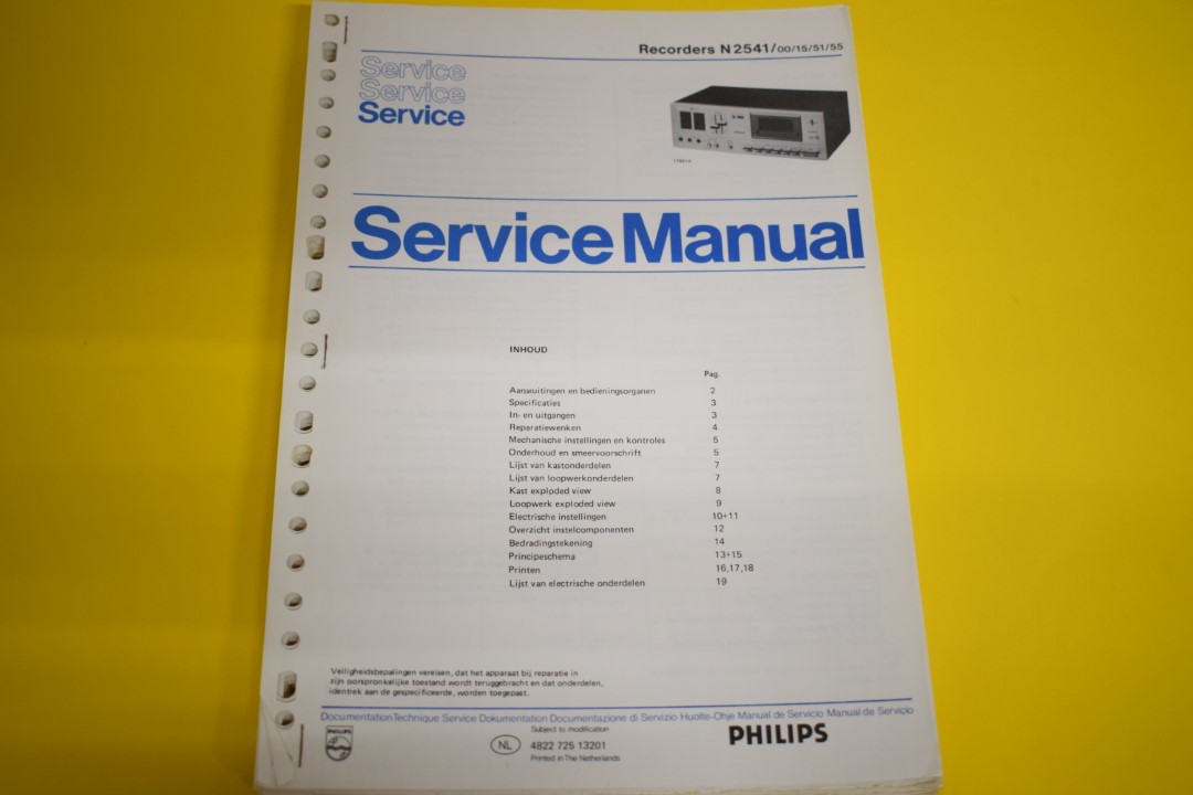 Philips N2541 Kassettendeck Service Anleitung