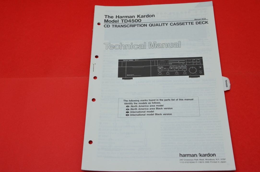 Harman Kardon TD4500 Kassettendeck Service Anleitung