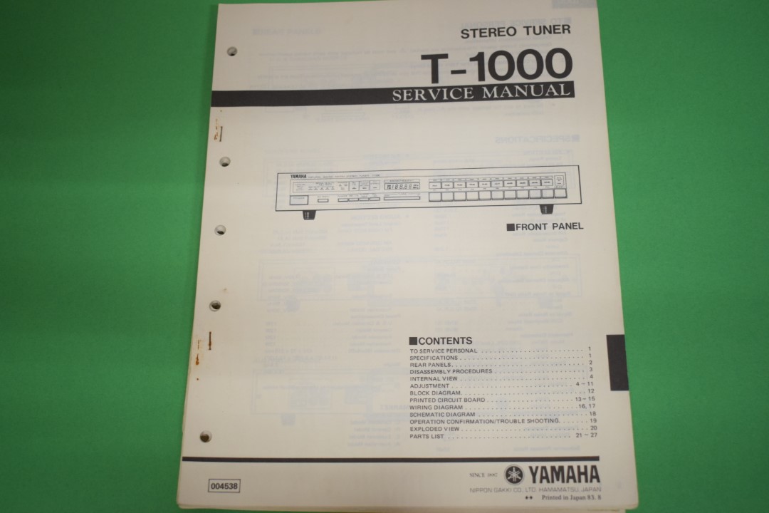 Yamaha T-1000 Tuner Service Anleitung