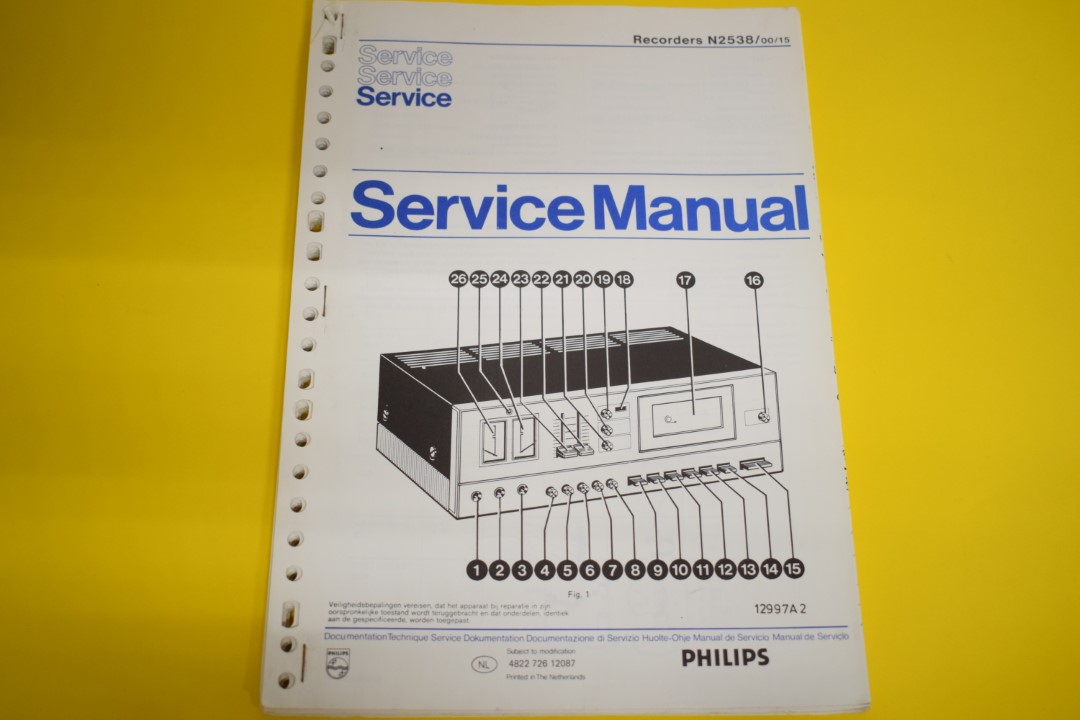 Philips N2538 Kassettendeck Service Anleitung