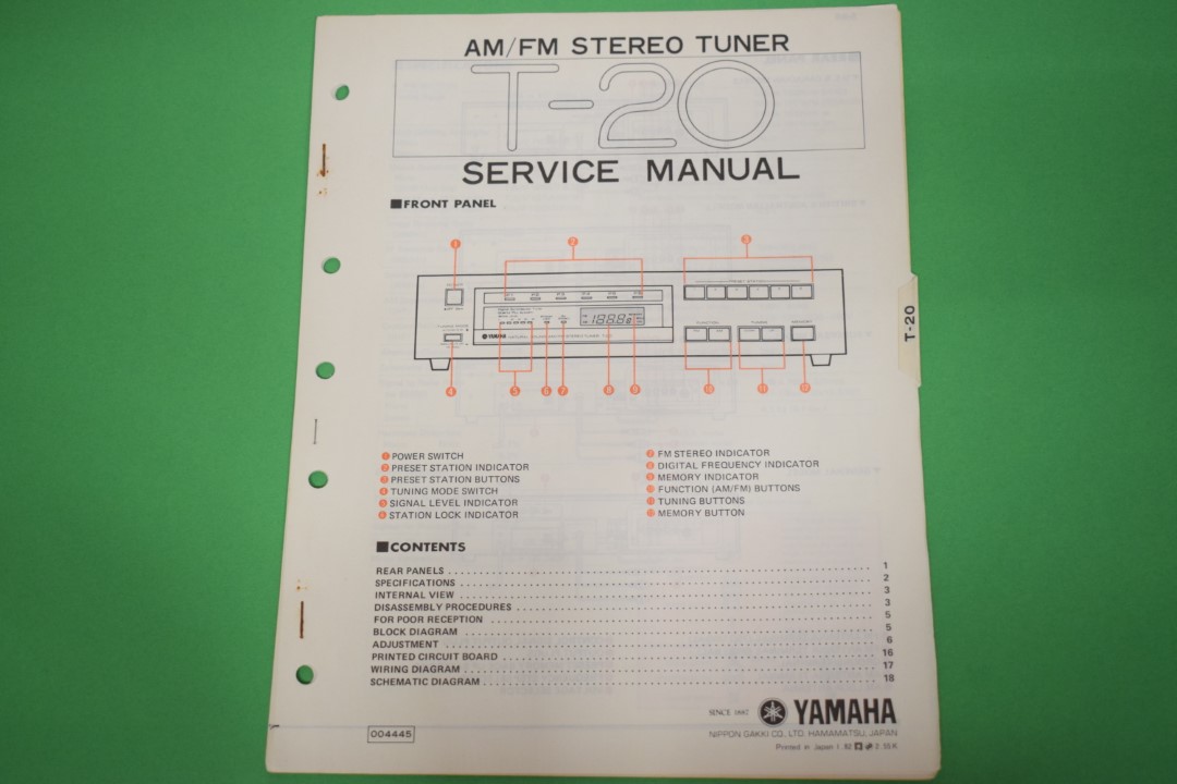 Yamaha T-20 Tuner Service Anleitung