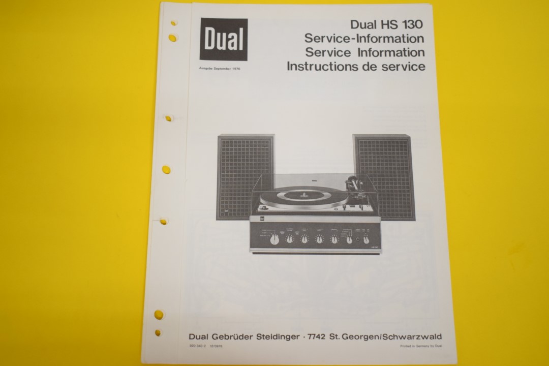 Dual HS 130 Plattenspieler / Verstärker / Lautsprecher Service Manual