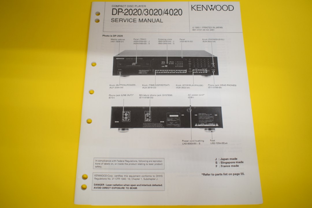 Kenwood DP-2020/3020/4020 CD-Spieler Service Anleitung