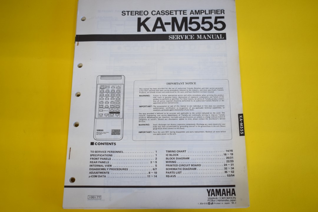 Yamaha KA-M555 Kassettengerät/Verstärker Kombination Service Anleitung