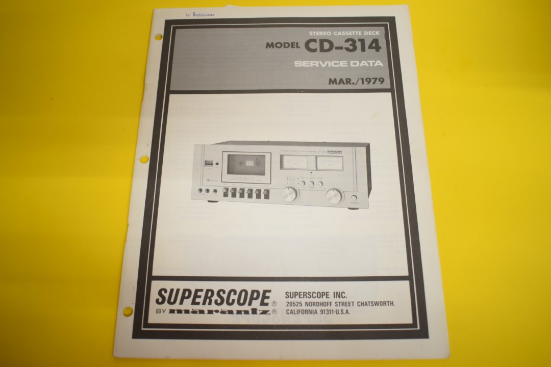 Superscope CD-314 Kassettendeck Service Anleitung