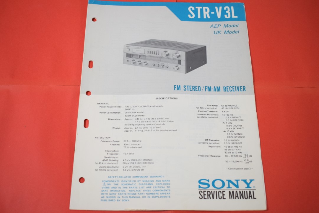 Sony STR-V3L Receiver Service Anleitung