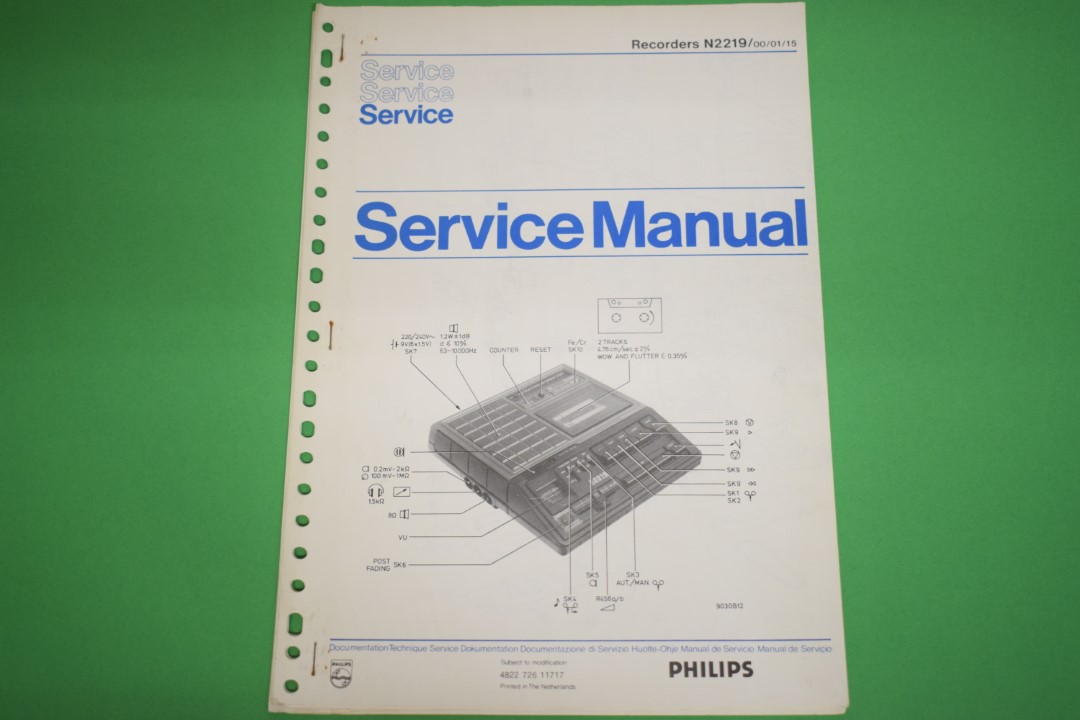 Philips N2219 Kassettenrekorder Service Anleitung