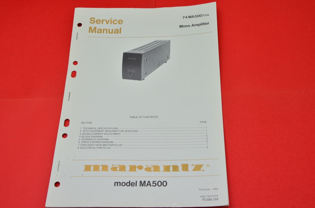 Marantz 74MA500 Mono Verstärker Service Anleitung