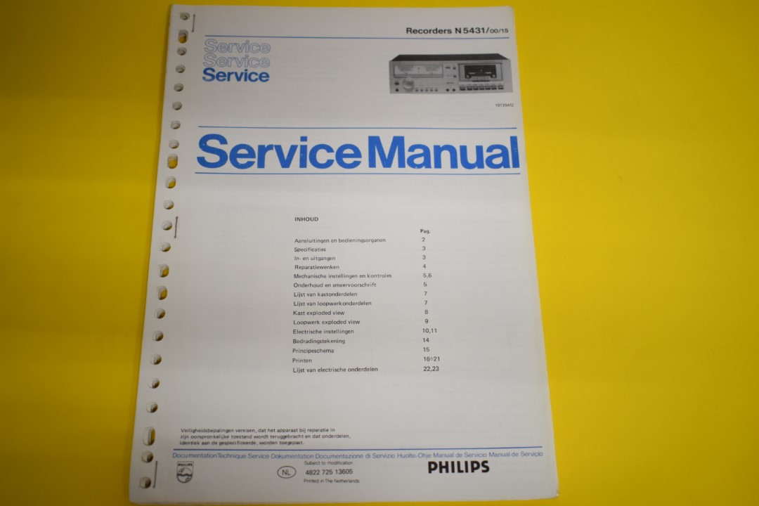 Philips N5431 Kassettendeck Service Anleitung