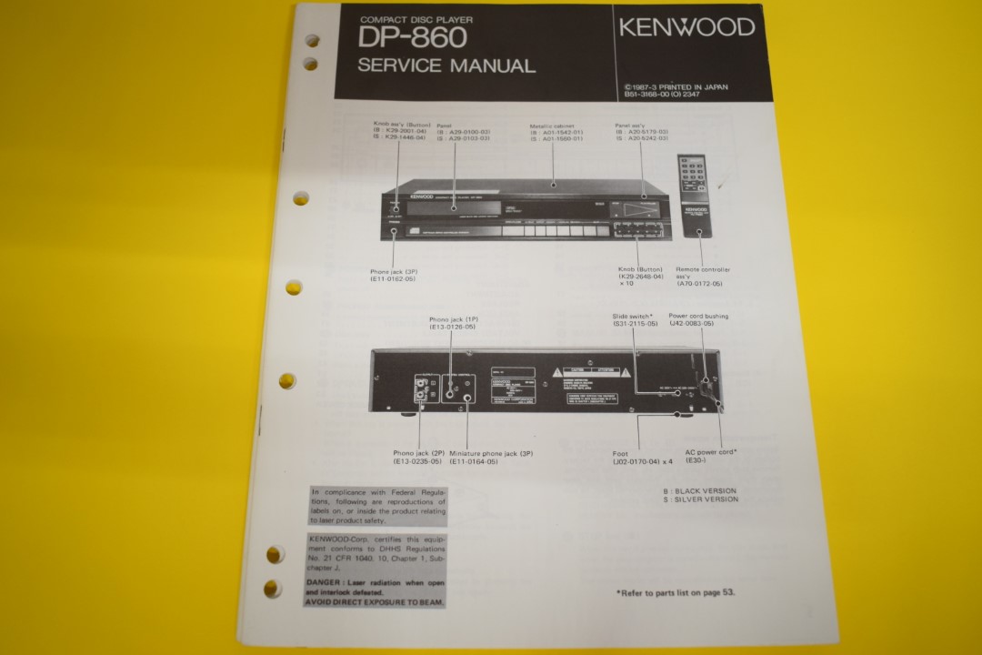 Kenwood DP-860 CD-Spieler Service Anleitung