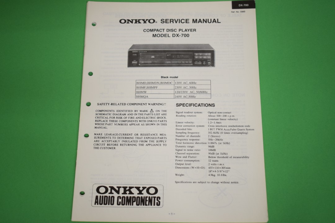 Onkyo DX-700 CD-Spieler Service Anleitung