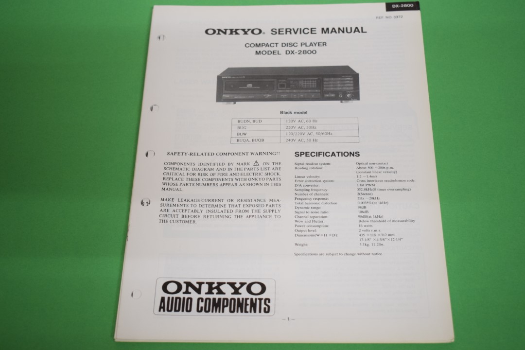 Onkyo DX-2800 CD-Spieler Service Anleitung