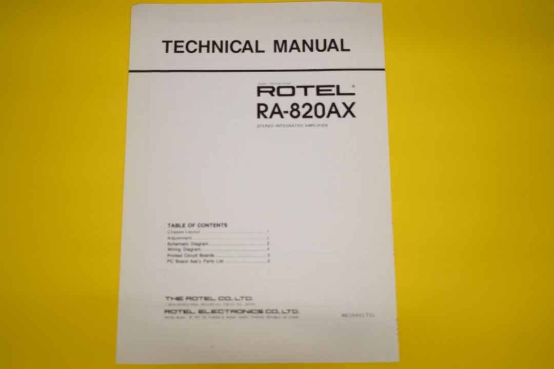 Rotel RA-820AX Stereo Verstärker Service Anleitung