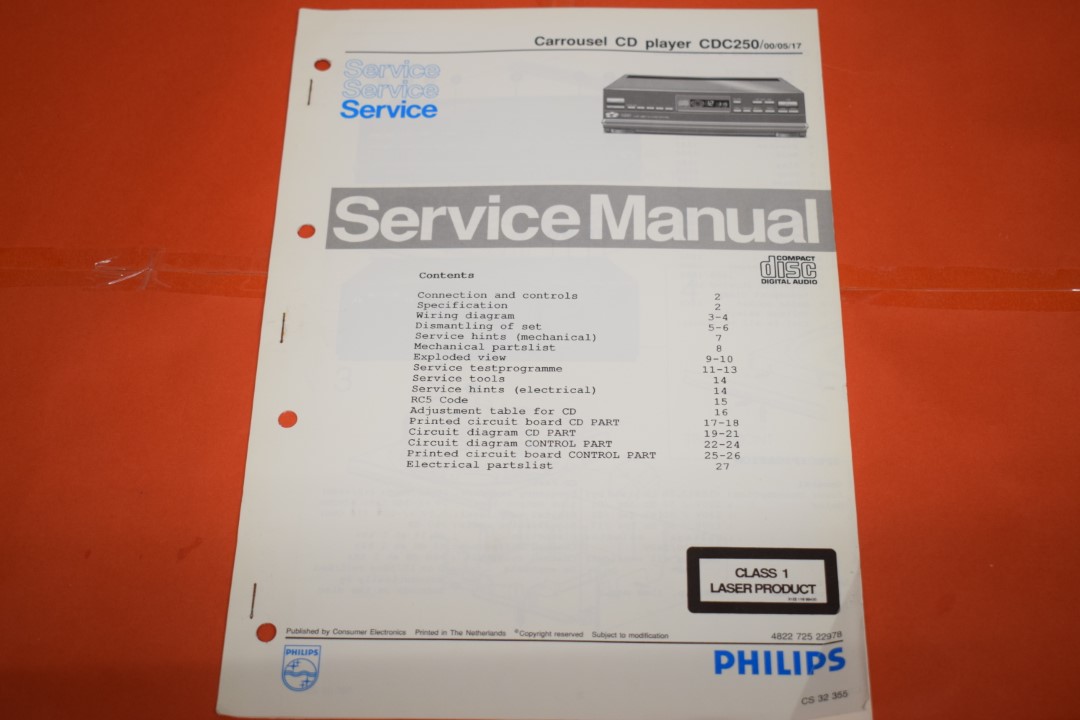 Philips CDC250 Carroussel CD-Spieler Service Anleitung