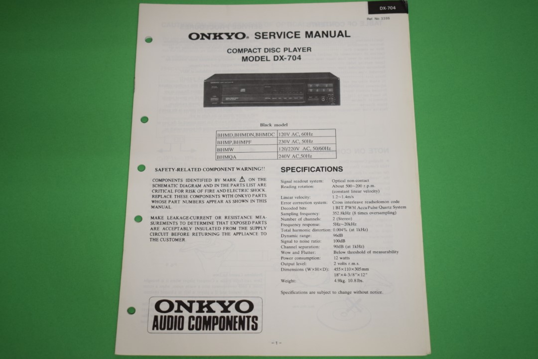 Onkyo DX-704 CD-Spieler Service Anleitung