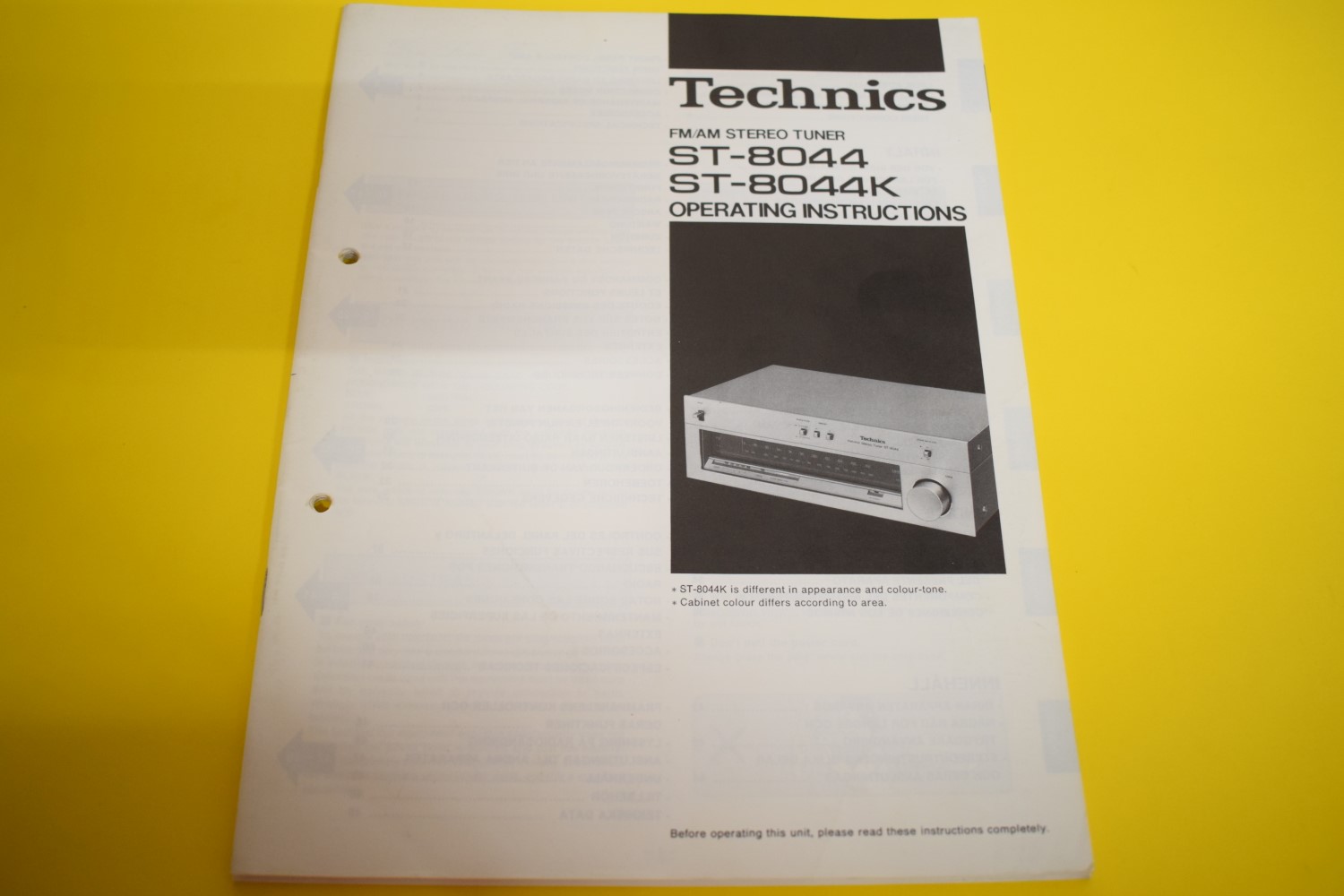 Technics ST-8044/ST-8044K Tuner Bedienungsanleitung