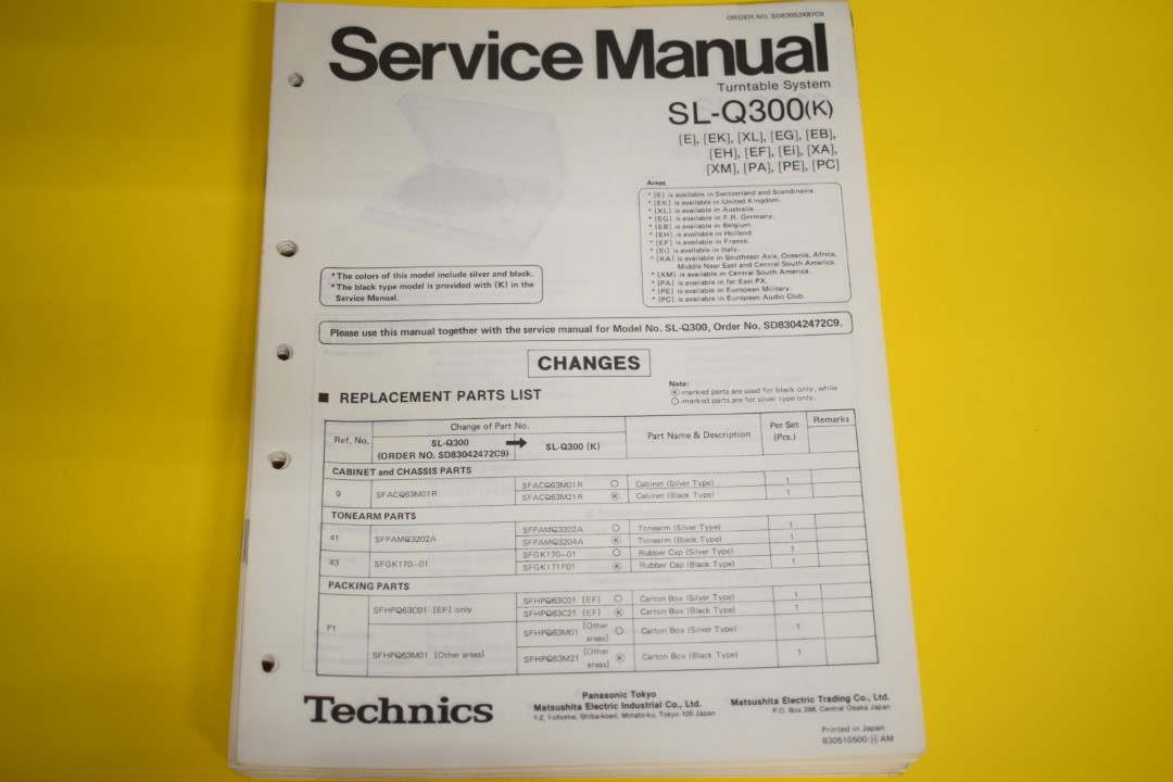 Technics SL-Q300 Plattenspieler Service Anleitung