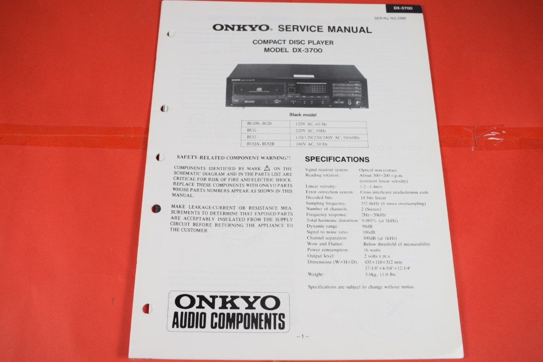 Onkyo DX-3700 CD-Spieler Service Anleitung