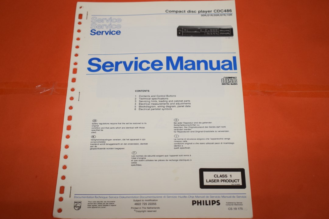 Philips CDC-486 CD-Spieler Service Anleitung