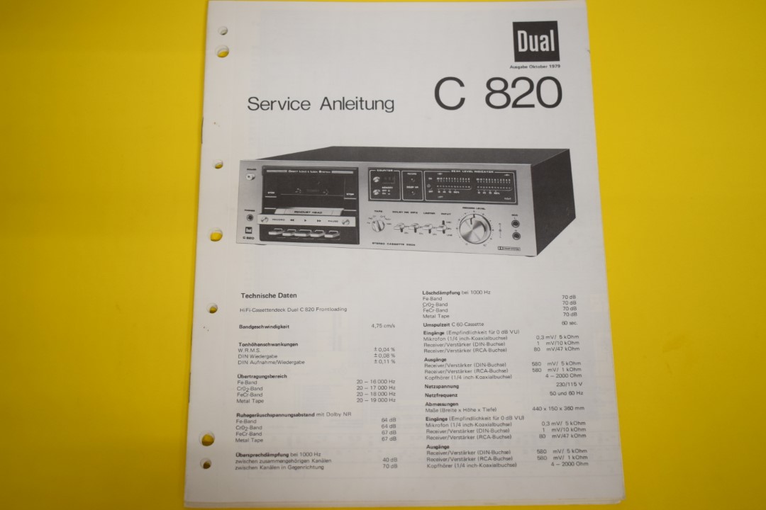 Dual C820 Kassettendeck Service Anleitung
