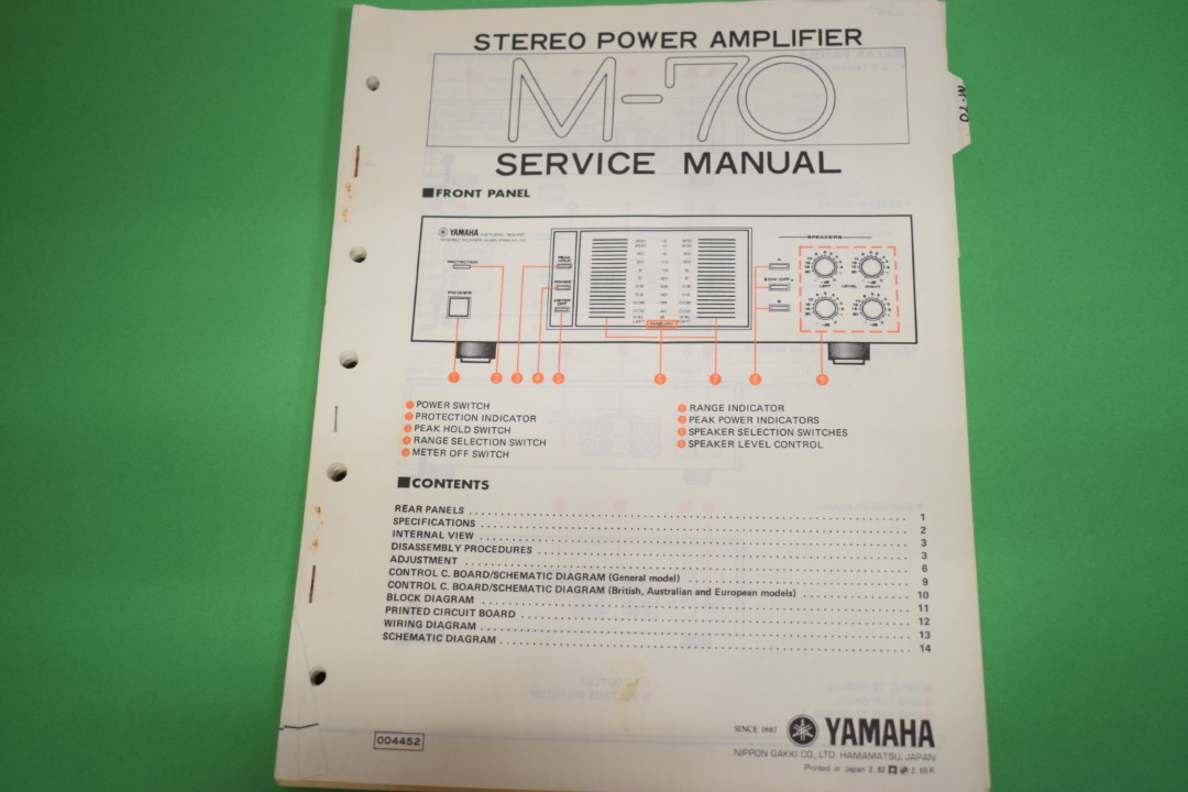 Yamaha M-70 Endverstärker Service Anleitung