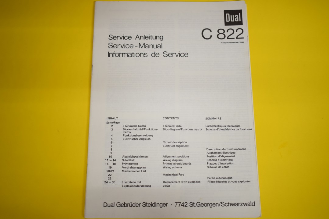 Dual C 822 Kassettendeck Service Anleitung