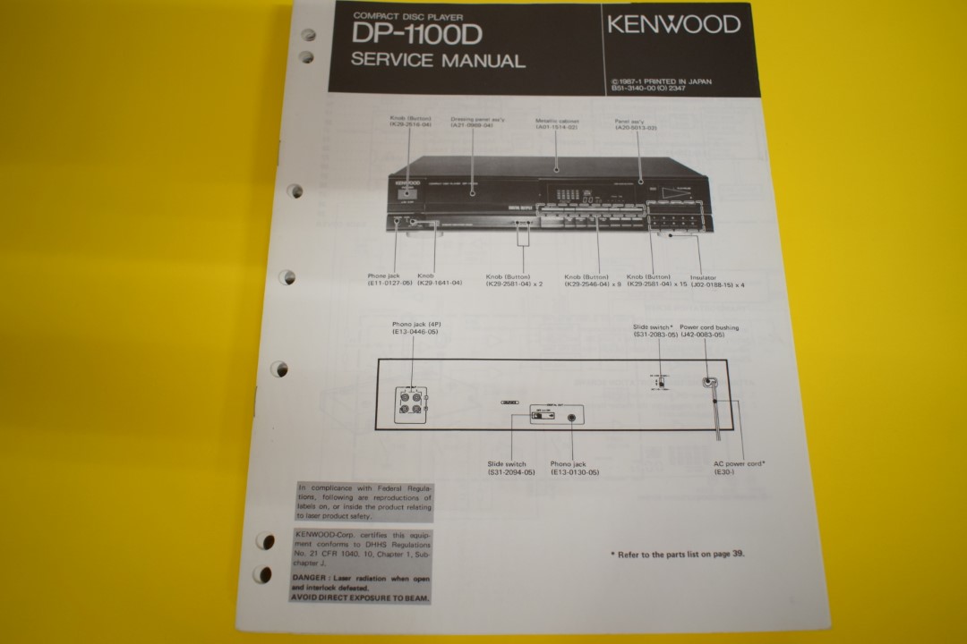 Kenwood DP-1100D CD-Spieler Service Anleitung