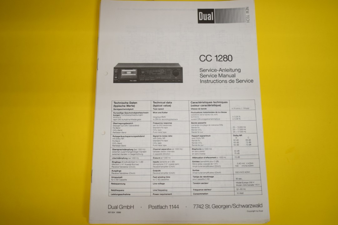 Dual CC 1280 Kassettendeck Service Anleitung