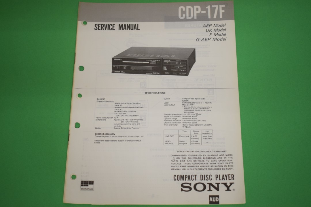 Sony CDP-17F CD-Spieler Service Anleitung