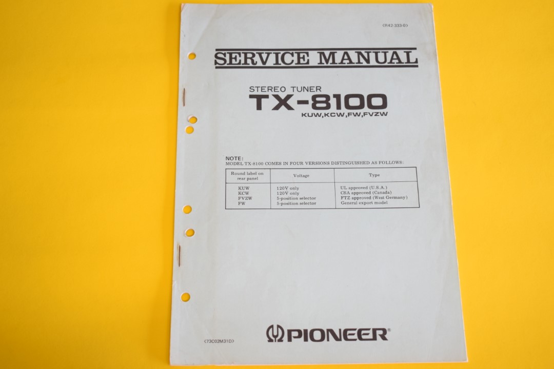 Pioneer TX-8100 Tuner Service Anleitung