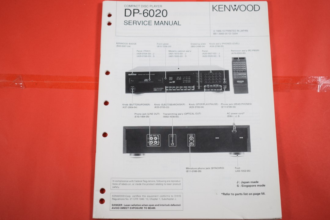 Kenwood DP-6020 CD-Spieler Service Anleitung