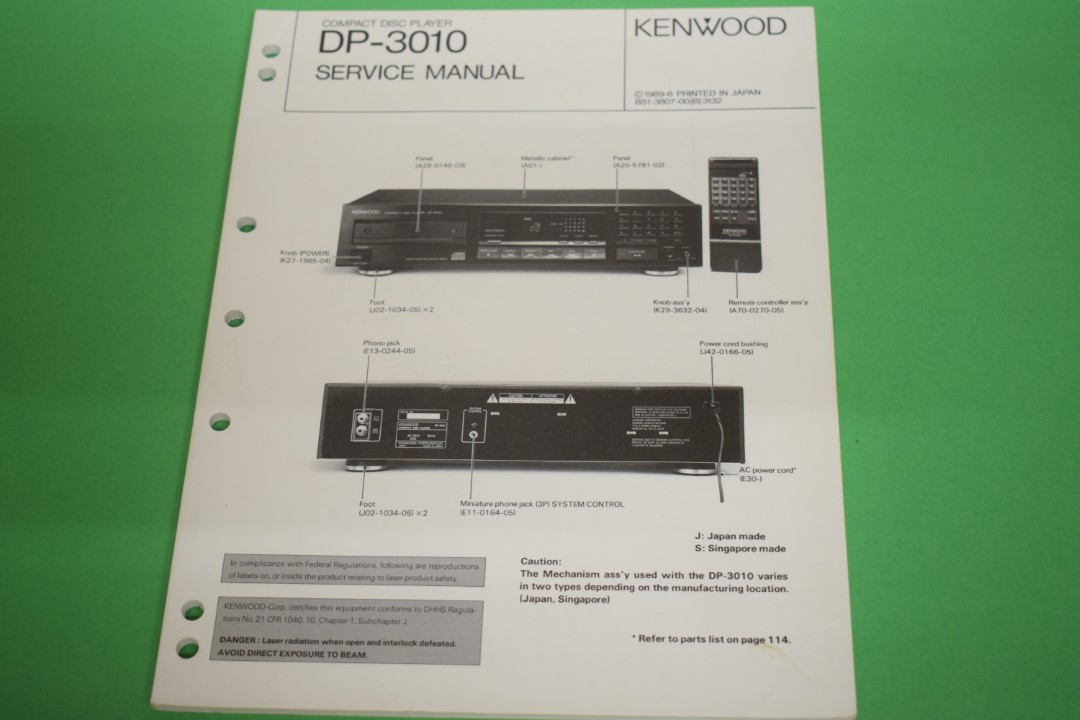 Kenwood DP-3010 CD-Spieler Service Anleitung