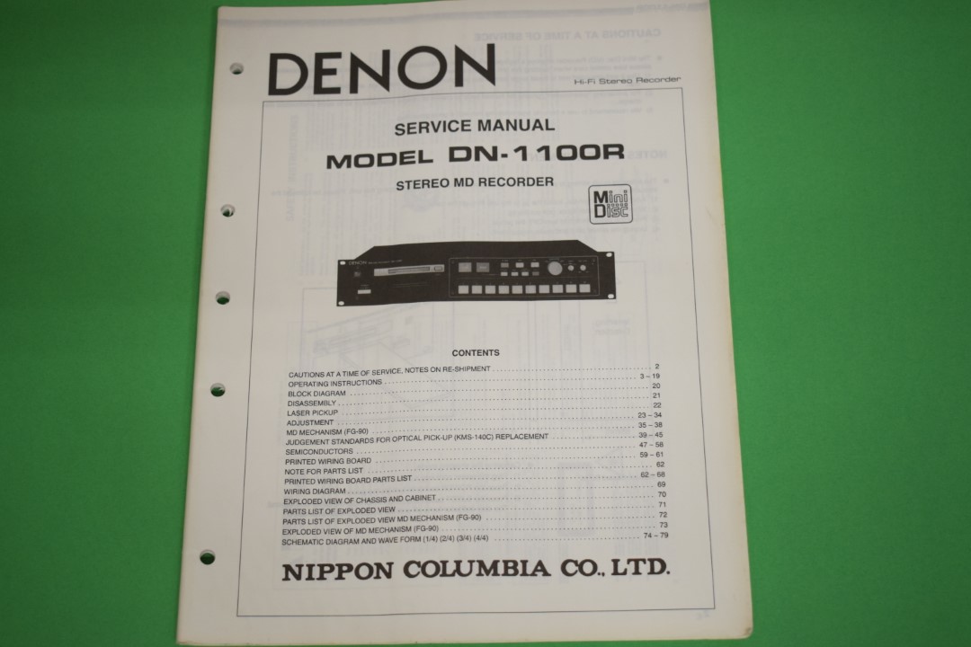 Denon DN-1100R Stereo Minidisc Spieler Service Anleitung