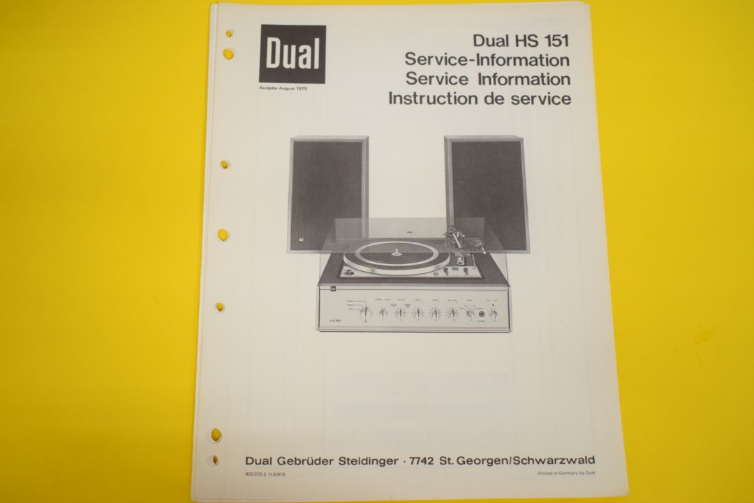 Dual HS 151 Plattenspieler / Verstärker / Lautsprecher Service Manual