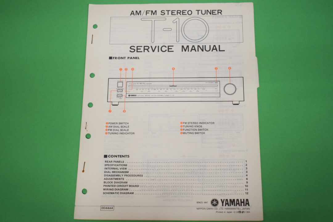 Yamaha T-10 Tuner Service Anleitung