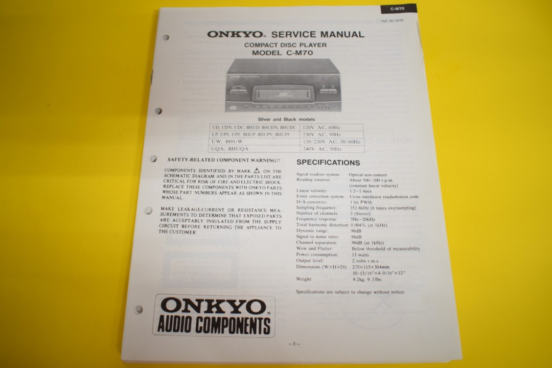 Onkyo C-M70 CD-Spieler Service Anleitung