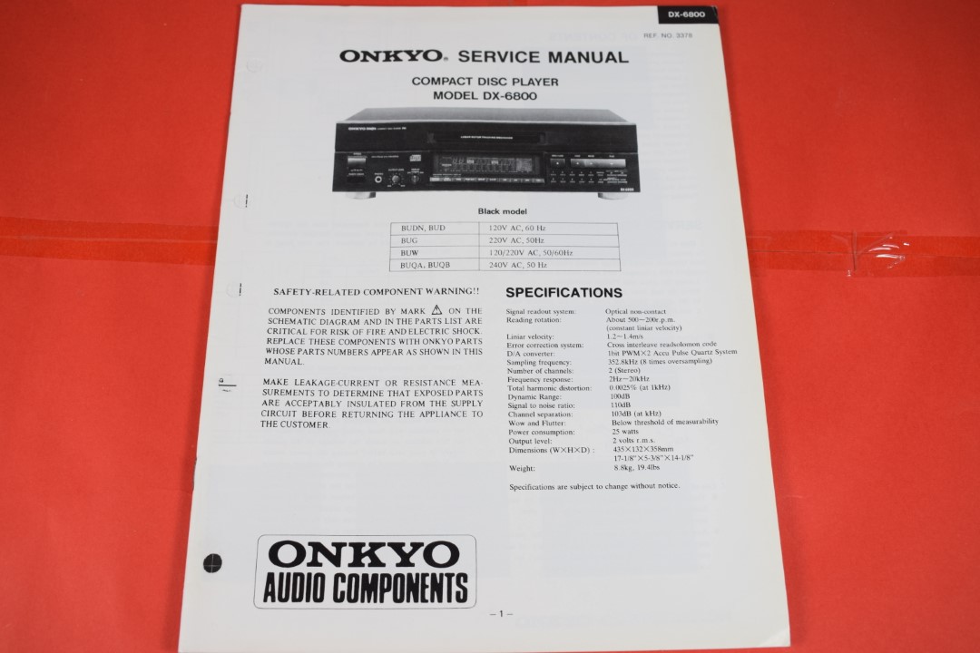 Onkyo DX-6800 CD-Spieler Service Anleitung