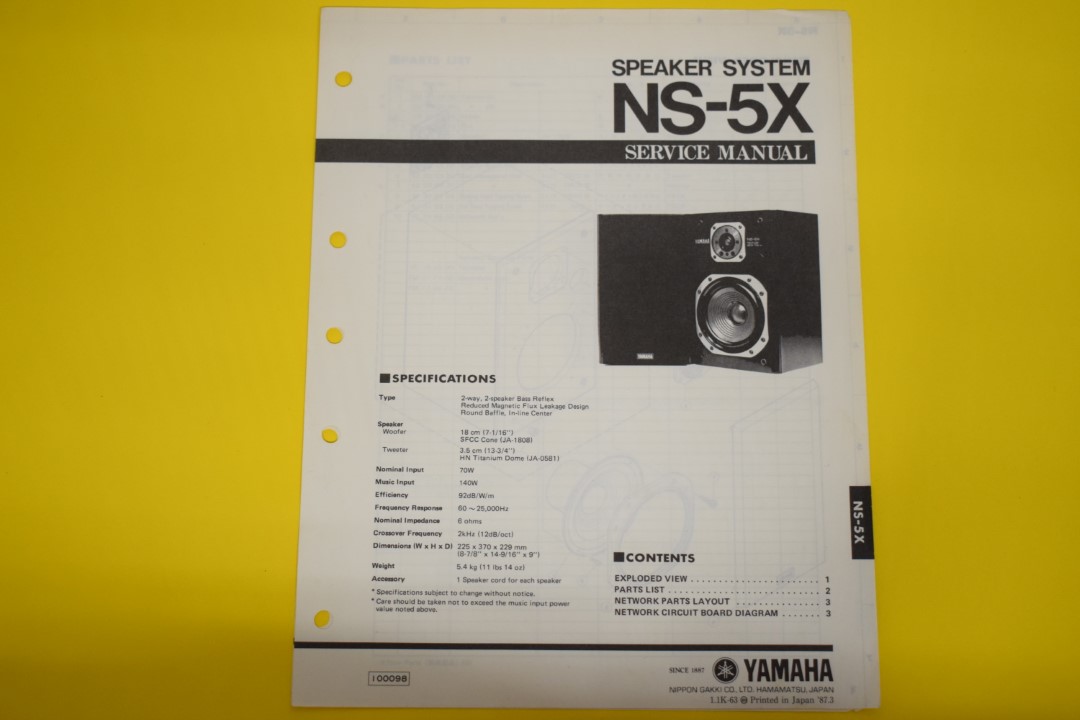 Yamaha NS-5X Lautsprecherset Service Anleitung